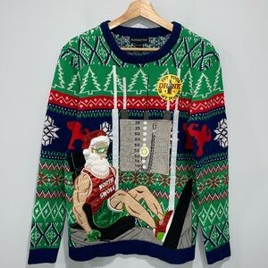 Blizzard Bay ugly Christmas sweater size small drink pocket bodybuilder Santa